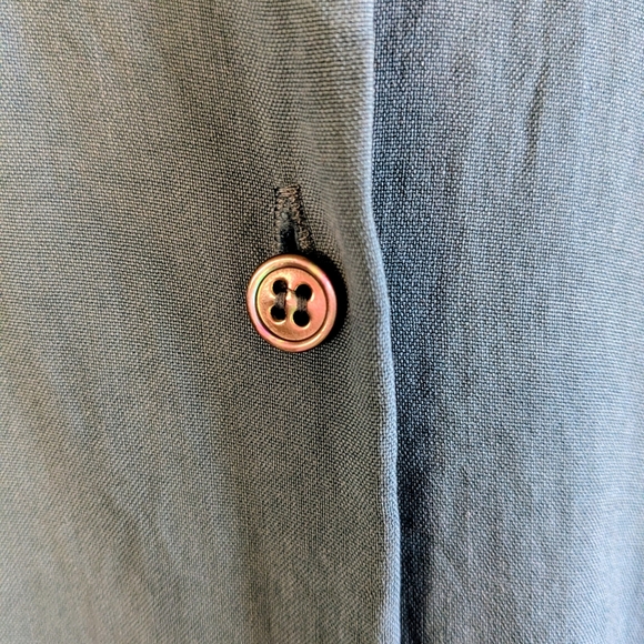 J. Jill Blue Teal 100% Silk Size Medium Button Down Shirt - Picture 5 of 5